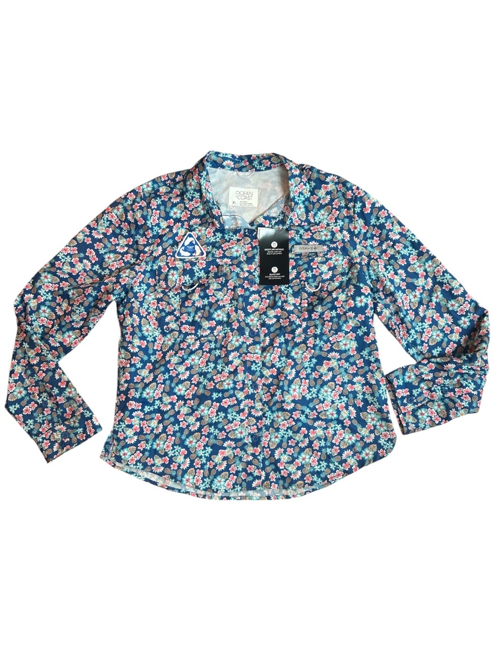 Ocean + Coast Moisture Wicking Quick Dry UFP 30 floral button down size:XL